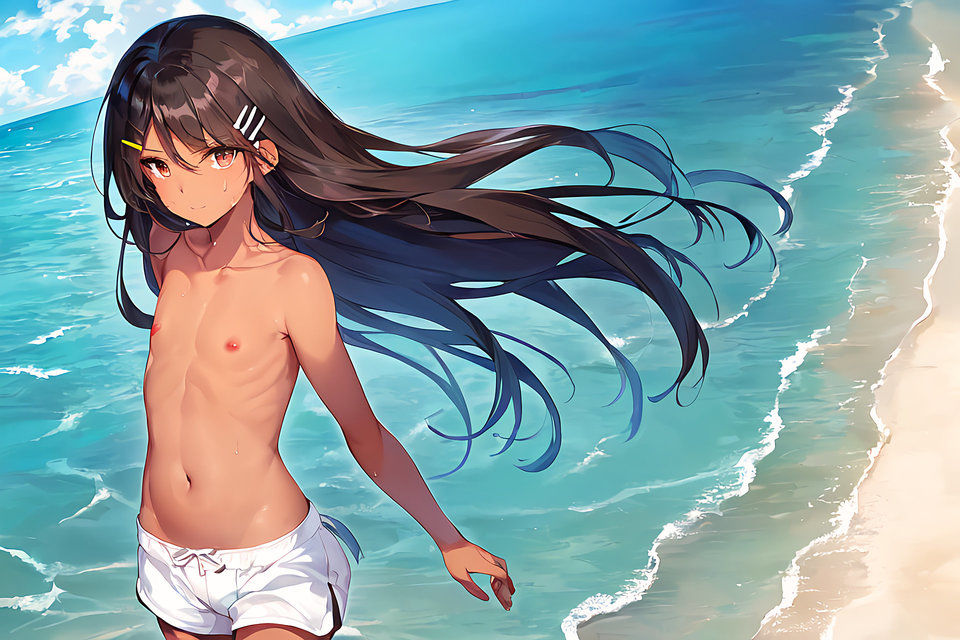 サンプル画像1:褐色肌で黒髪ロングの女の子(トモメカ) [d_261059]