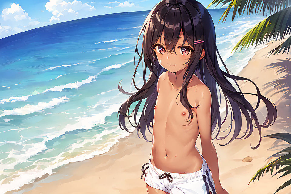 サンプル画像2:褐色肌で黒髪ロングの女の子(トモメカ) [d_261059]