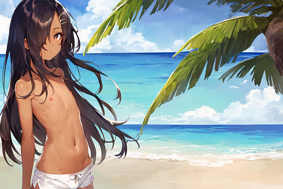 サンプル画像5:褐色肌で黒髪ロングの女の子(トモメカ) [d_261059]