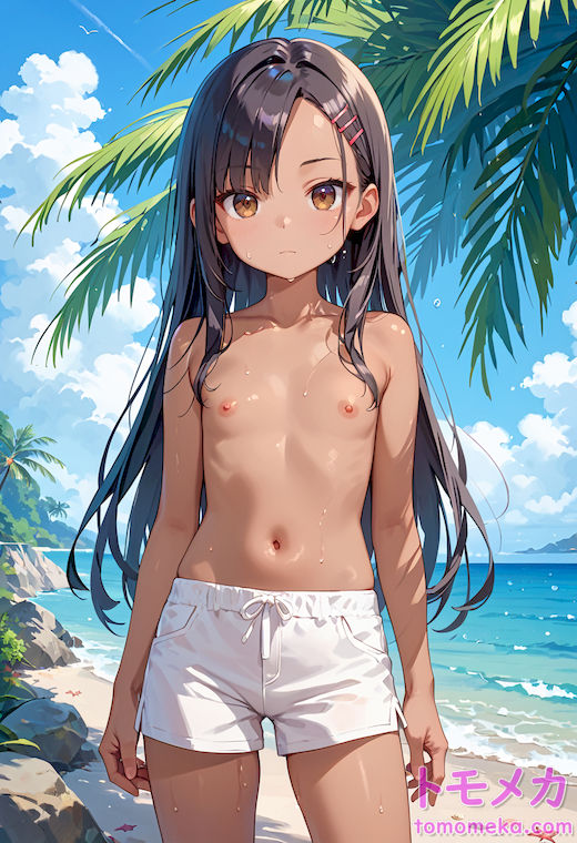 褐色肌で黒髪ロングの女の子
