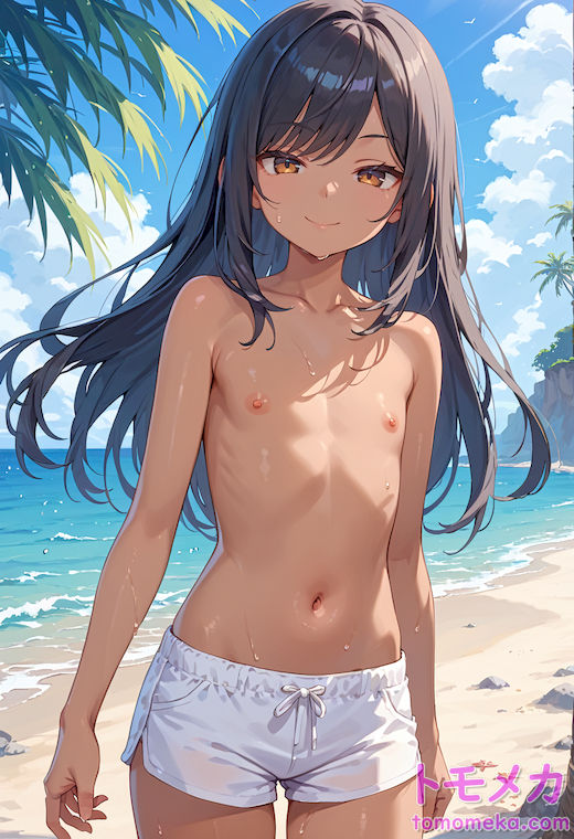 褐色肌で黒髪ロングの女の子
