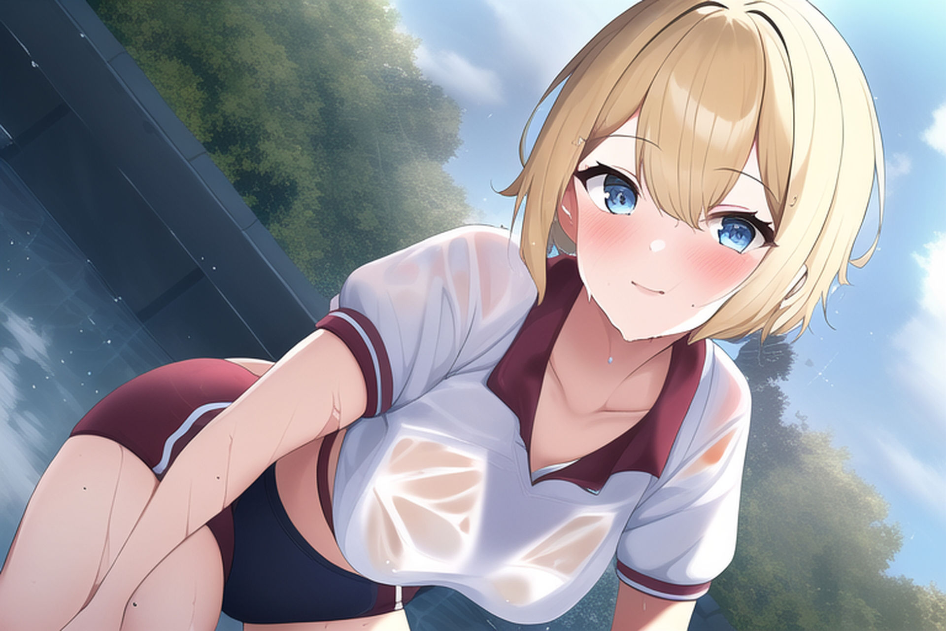 サンプル画像1:金髪ショート体操服濡れ透けエロCG集(AI画像館) [d_261202]