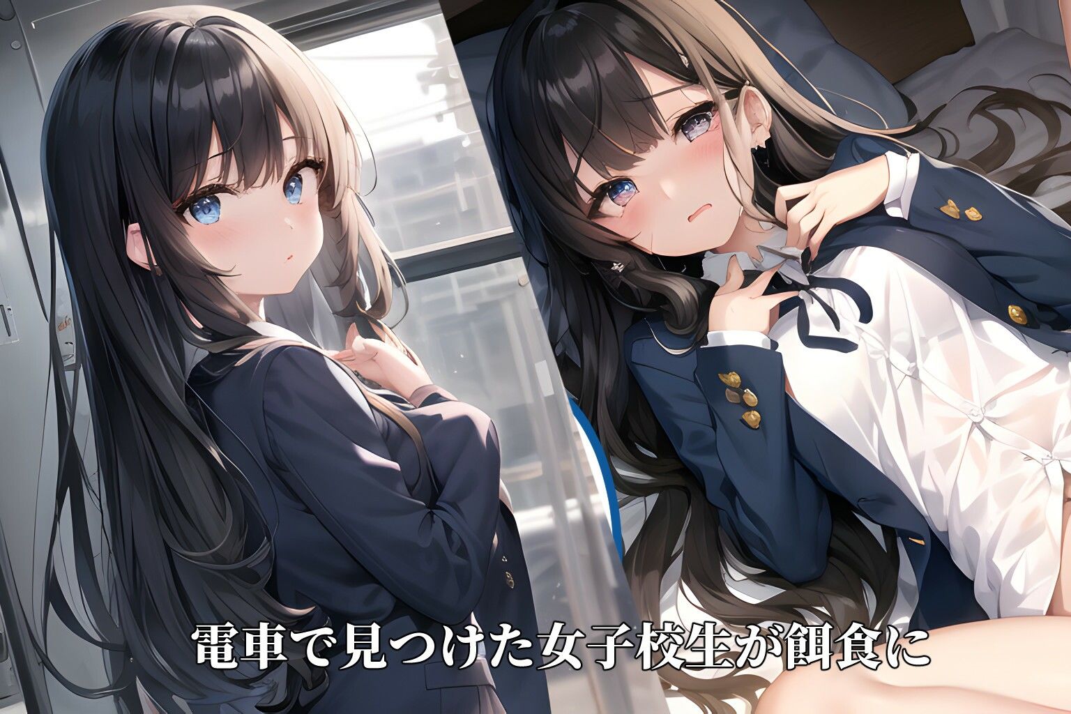 サンプル画像1:電車で見つけた女子校生を脅して中出ししまくる(半自動生成) [d_261788]