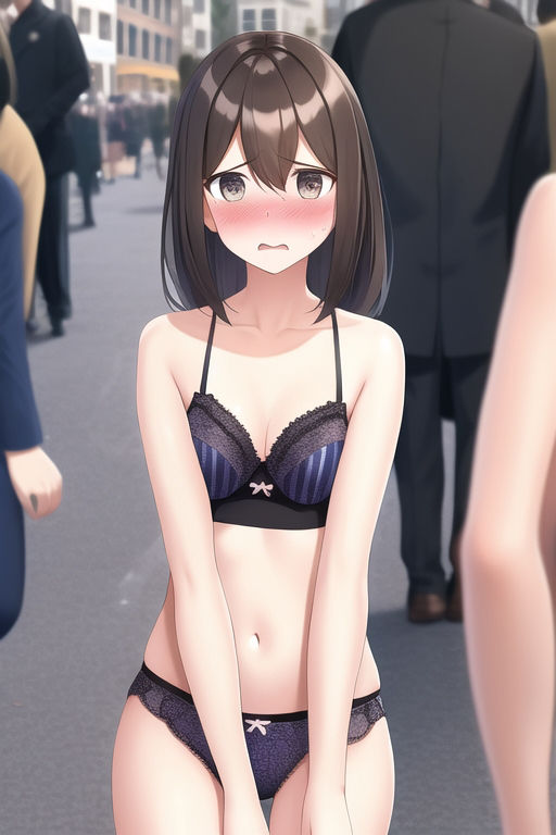 サンプル画像1:大通りで下着姿を晒す少女(夢海ルナ) [d_262425]