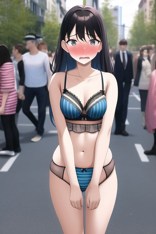 サンプル画像2:大通りで下着姿を晒す少女(夢海ルナ) [d_262425]