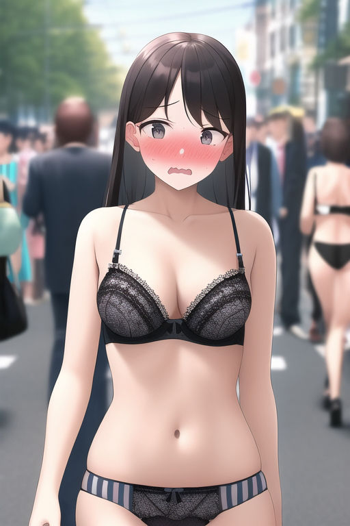 サンプル画像3:大通りで下着姿を晒す少女(夢海ルナ) [d_262425]