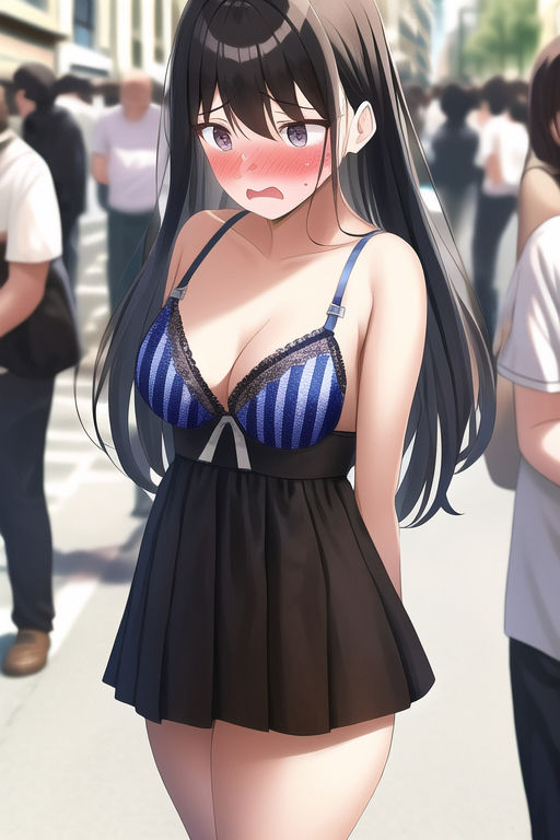 サンプル画像4:大通りで下着姿を晒す少女(夢海ルナ) [d_262425]