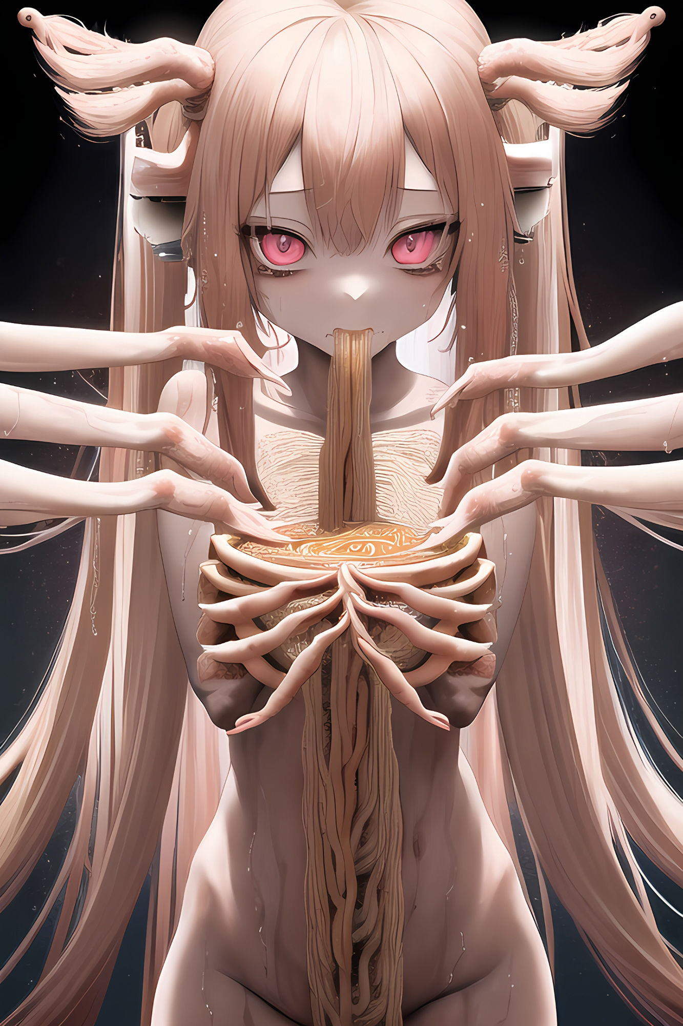 サンプル画像4:【ハルマゲドン】今明かされるAIイラストの真実2！「ラーメン手掴み女の子」はAIのミスではなく実は異世界の悪魔だったんだが？(感心すとあ) [d_262524]