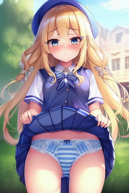 留学生少女 お外でスカートたくし上げ