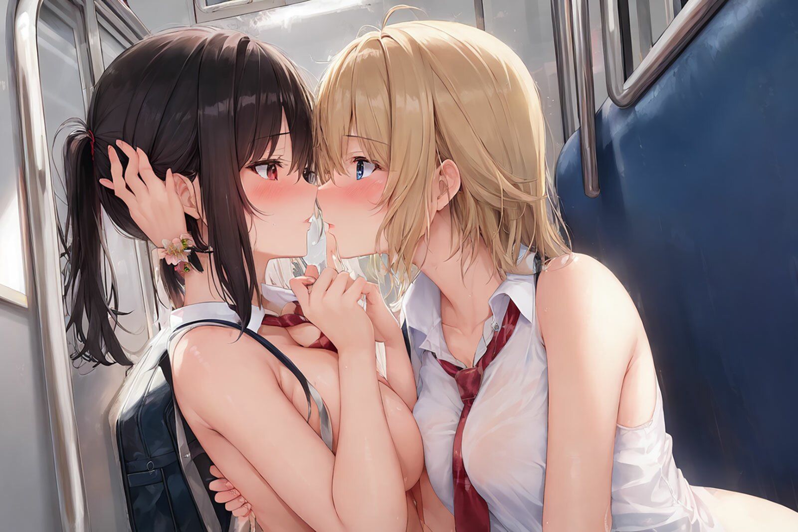 サンプル画像4:電車と百合と女子校生(パンティーコピー機) [d_264875]