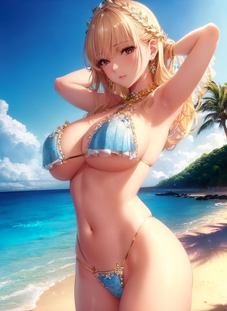 サンプル画像1:常夏の誘惑 南国リゾートと水着美女イラスト集(ぐるぐるの森) [d_264902]