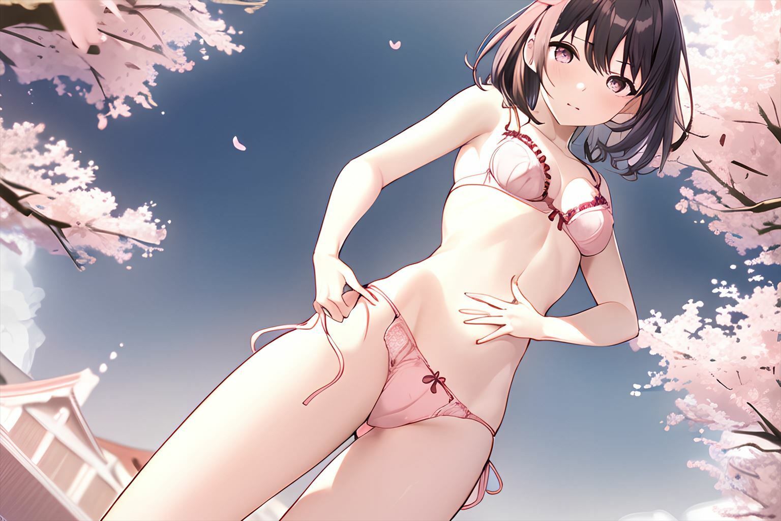 サンプル画像1:小柄な女の子が桜舞い散る公園でストリーキング NO1(全国露出狂研究所) [d_265823]