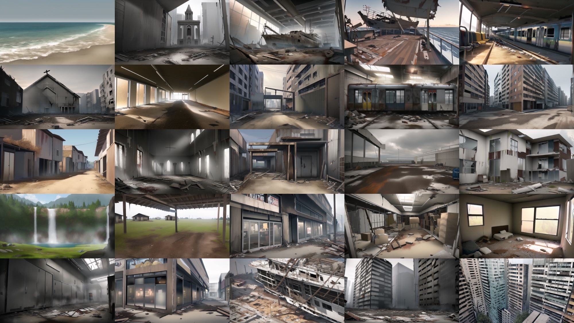 サンプル画像1:【アニメ調の廃墟系背景】著作権フリーの高解像度画像（100枚）(Game Material Store) [d_265880]