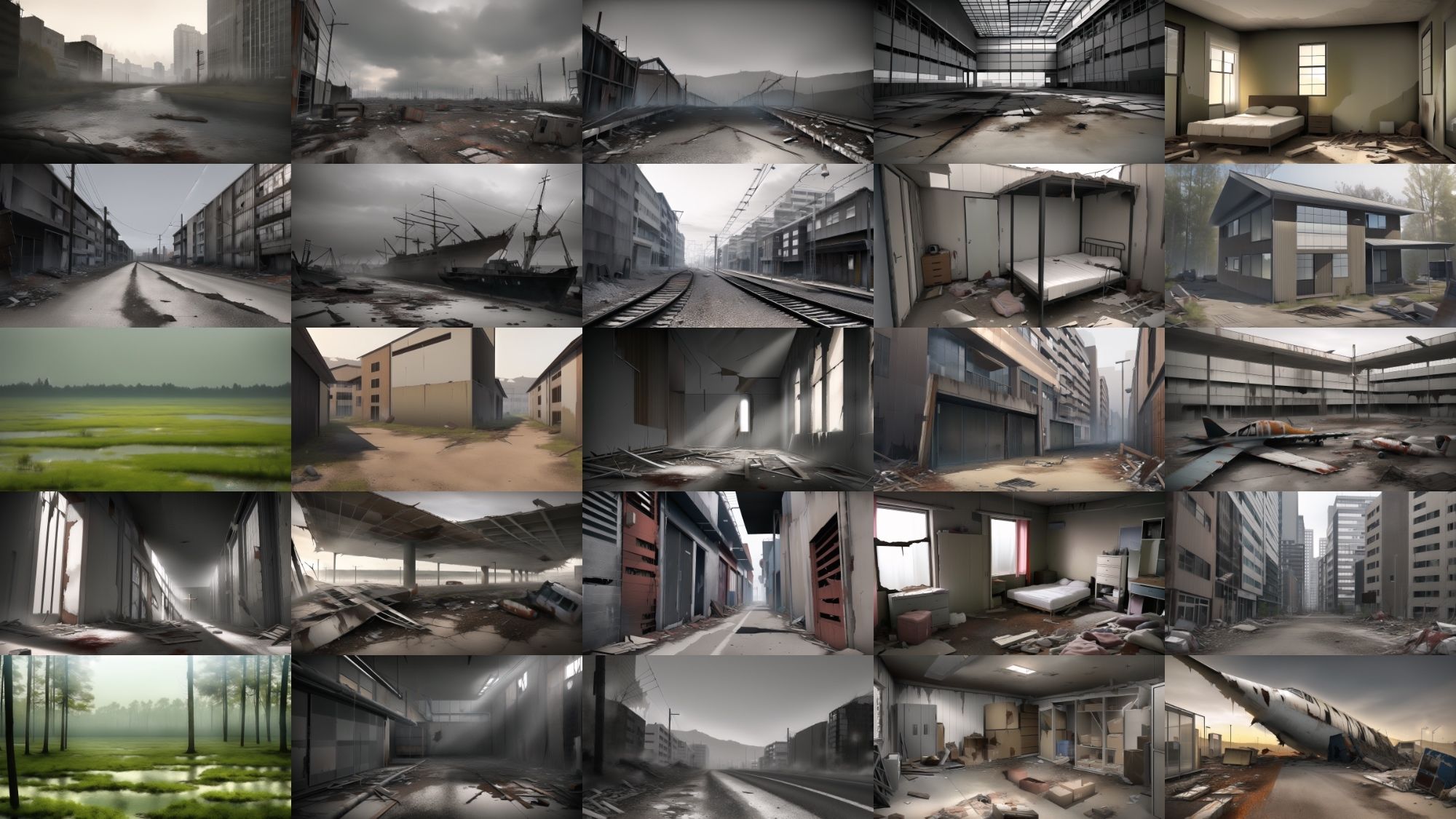 サンプル画像2:【アニメ調の廃墟系背景】著作権フリーの高解像度画像（100枚）(Game Material Store) [d_265880]