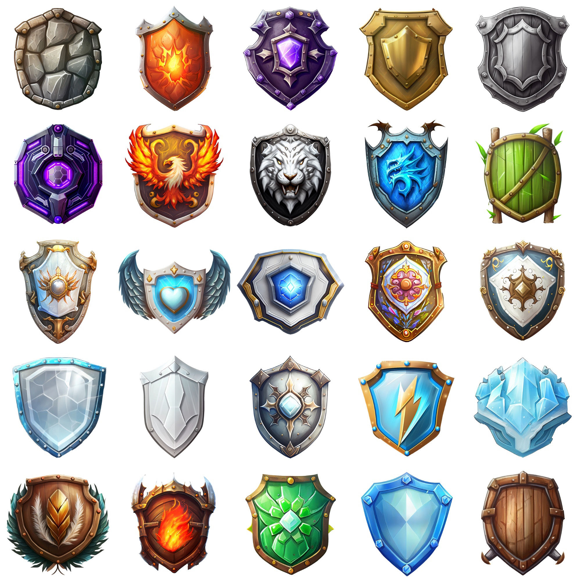 サンプル画像1:【盾のアイコンセット】著作権フリーの高解像度画像（100枚）(Game Material Store) [d_266011]