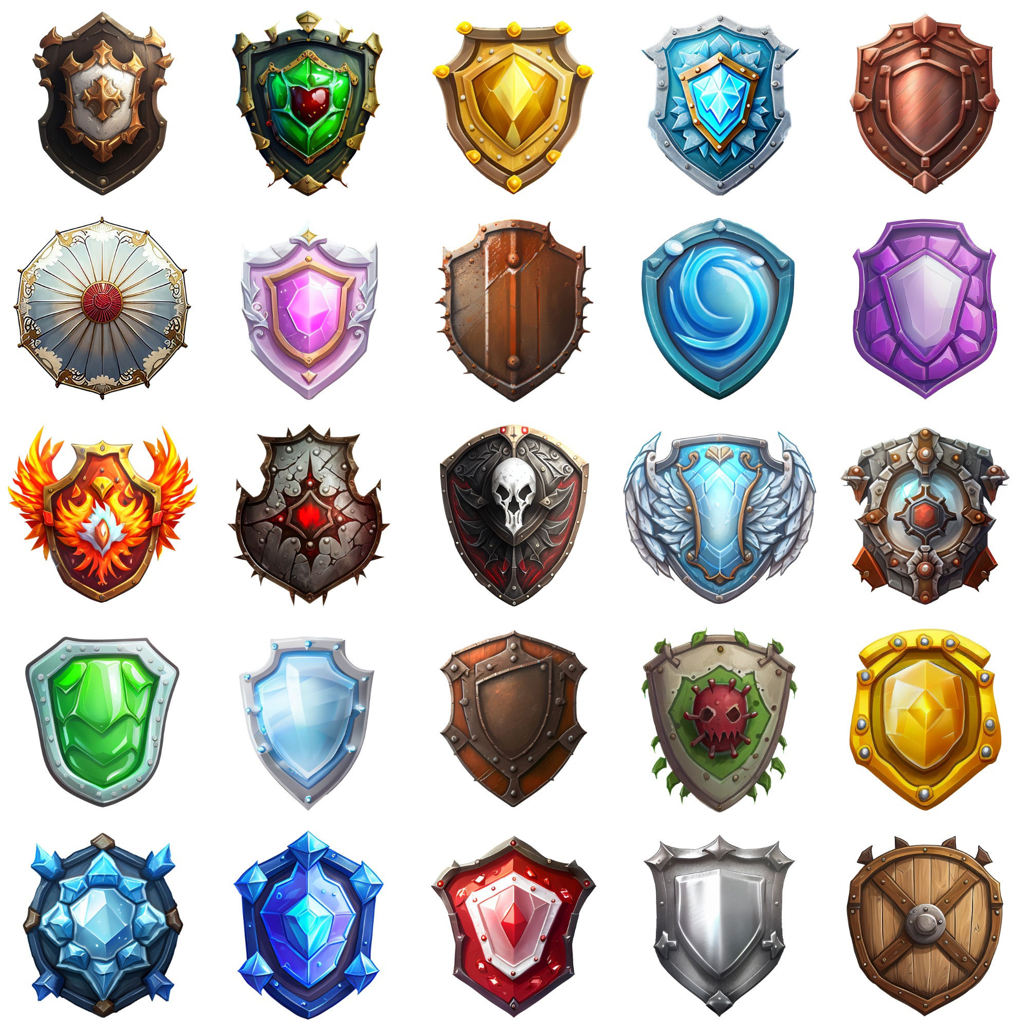 サンプル画像2:【盾のアイコンセット】著作権フリーの高解像度画像（100枚）(Game Material Store) [d_266011]