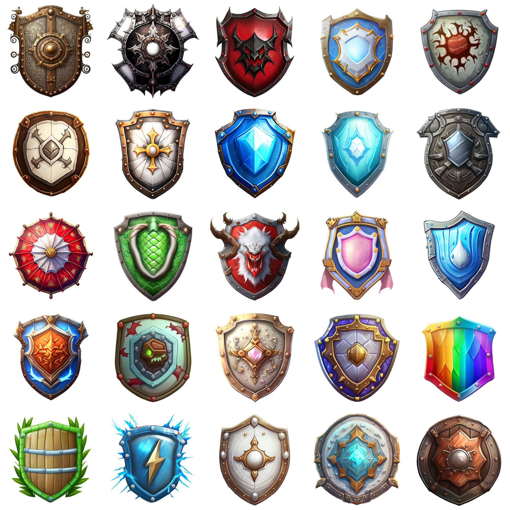 サンプル画像3:【盾のアイコンセット】著作権フリーの高解像度画像（100枚）(Game Material Store) [d_266011]