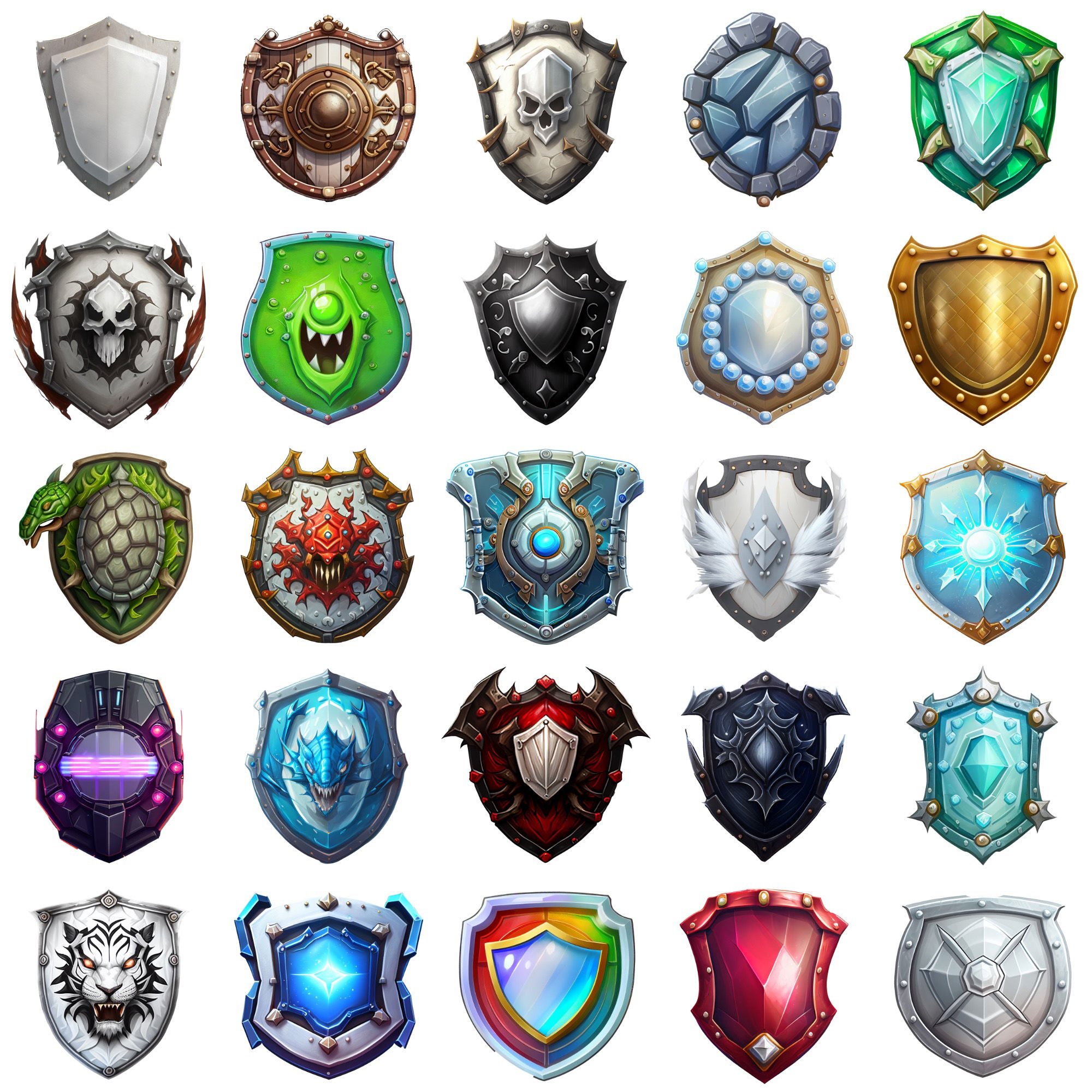 サンプル画像4:【盾のアイコンセット】著作権フリーの高解像度画像（100枚）(Game Material Store) [d_266011]