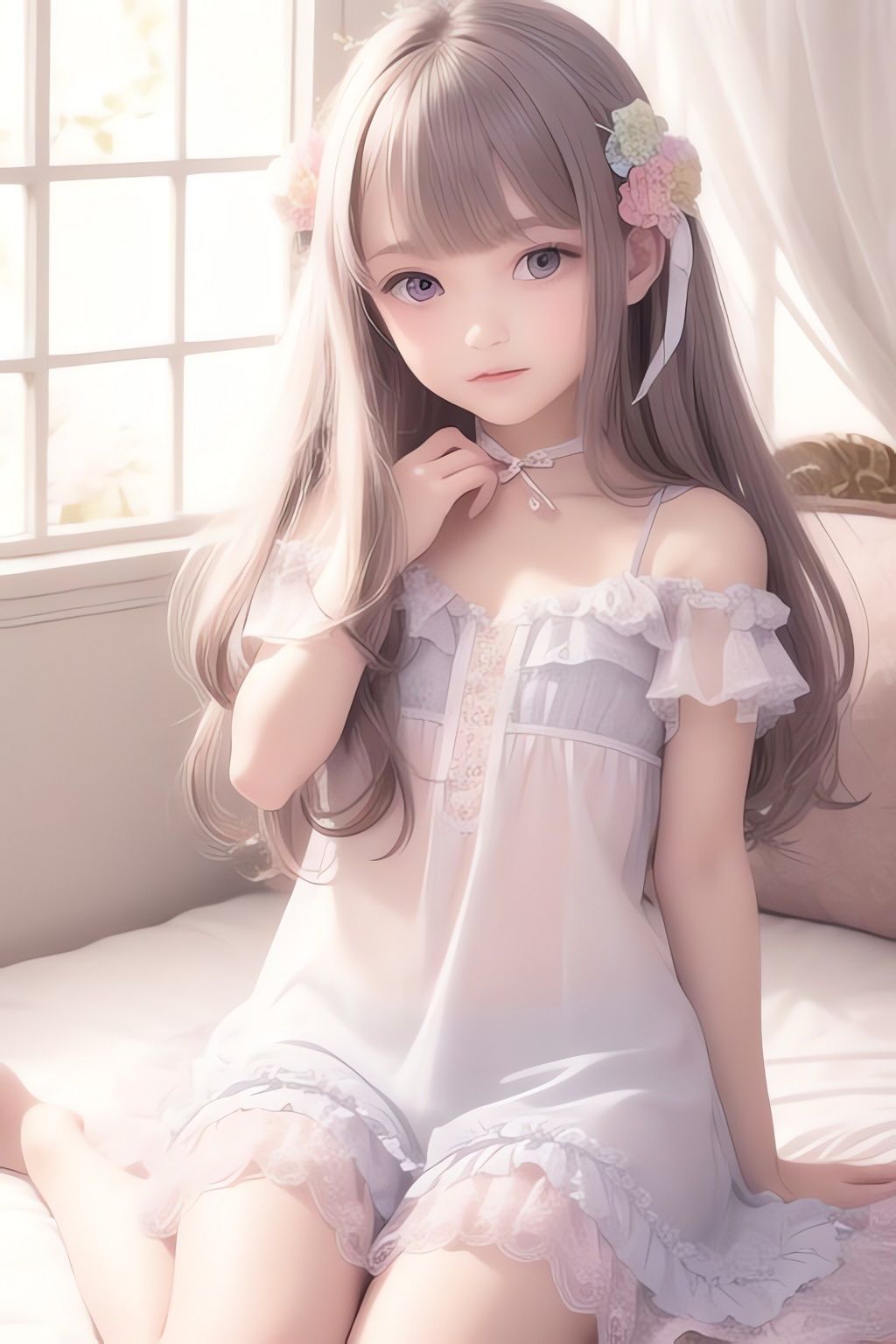 サンプル画像2:花とレースと美少女AIイラスト集※リアル(AIイラスト冒険者) [d_266115]