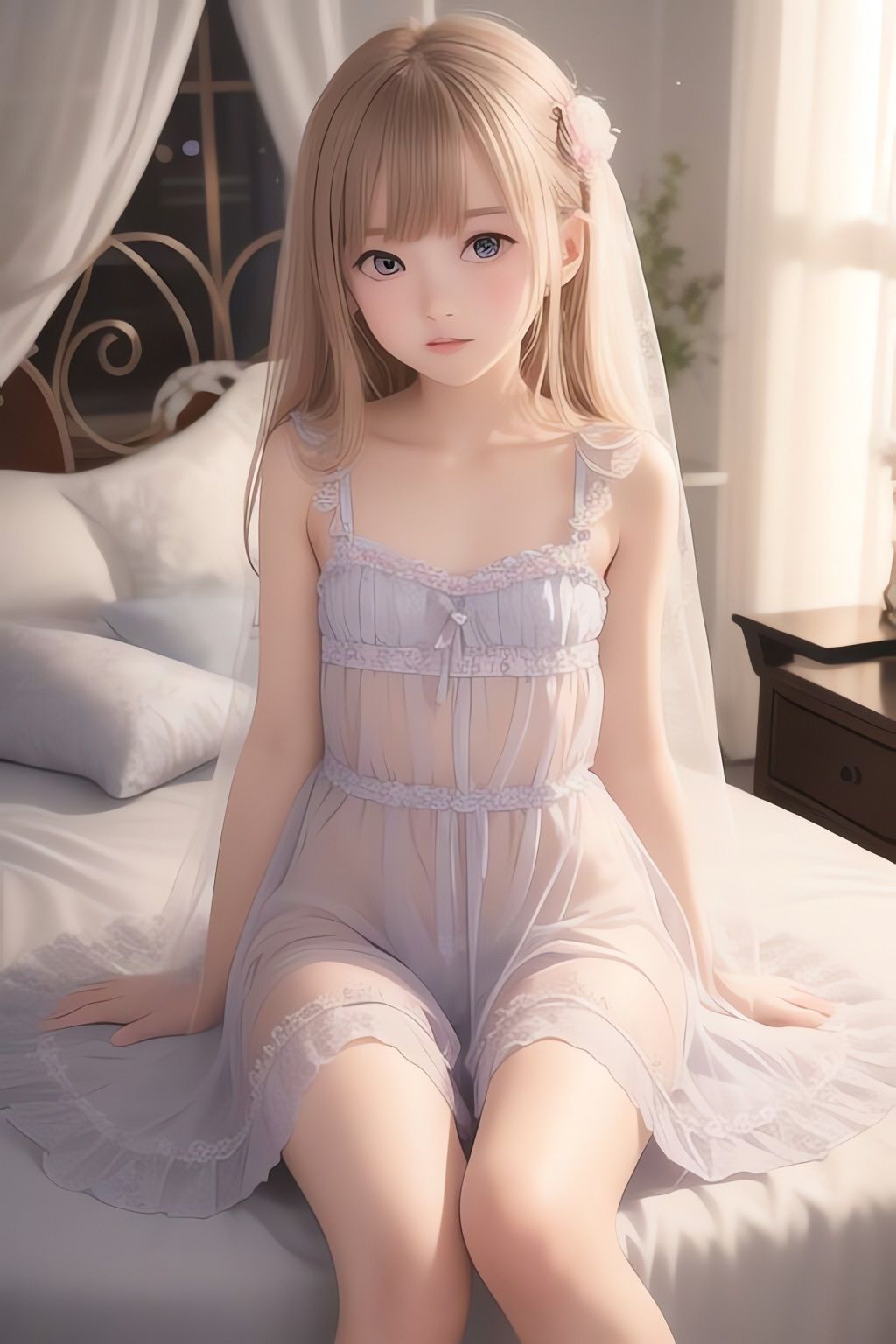 サンプル画像4:花とレースと美少女AIイラスト集※リアル(AIイラスト冒険者) [d_266115]