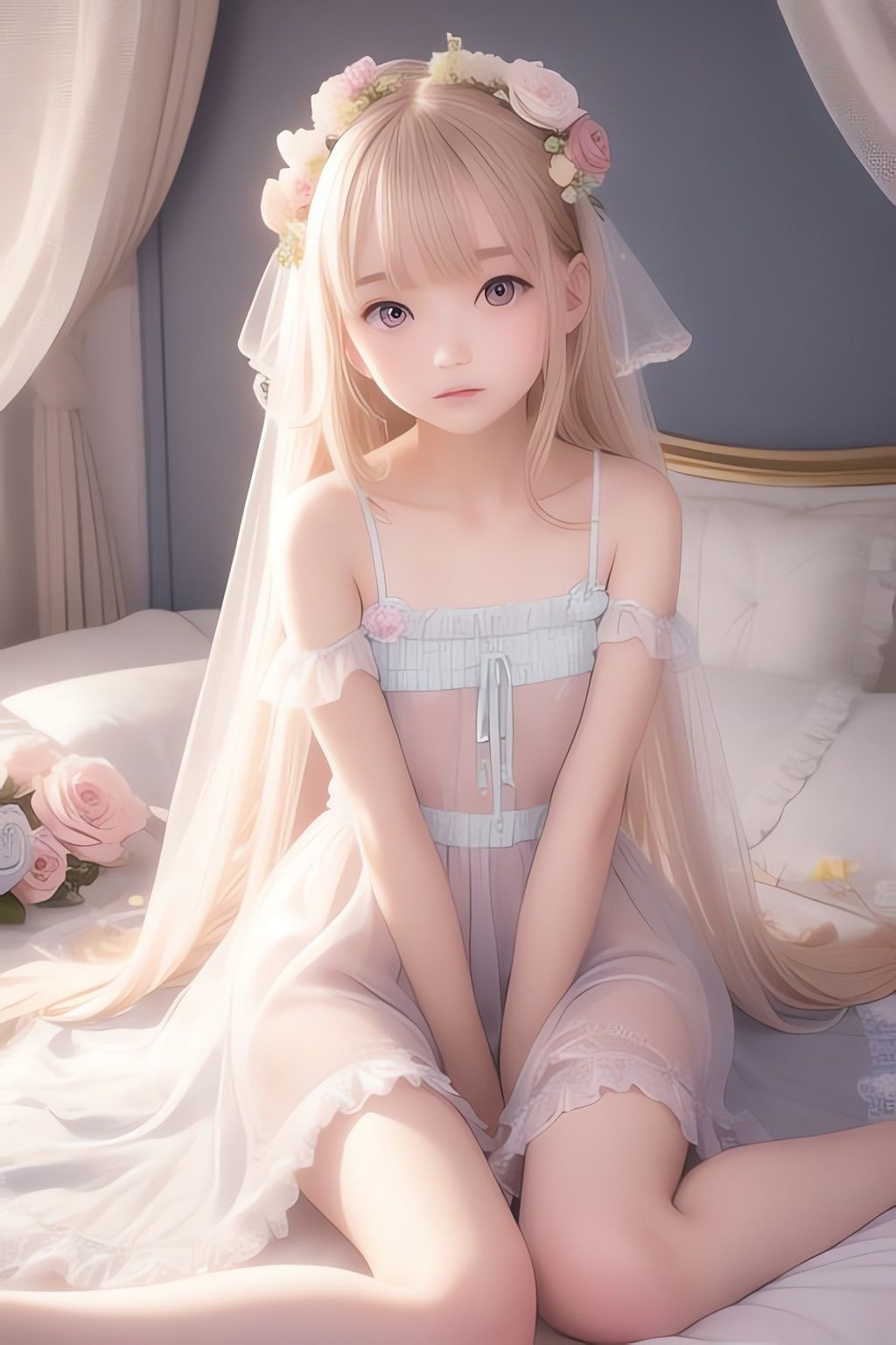 サンプル画像6:花とレースと美少女AIイラスト集※リアル(AIイラスト冒険者) [d_266115]