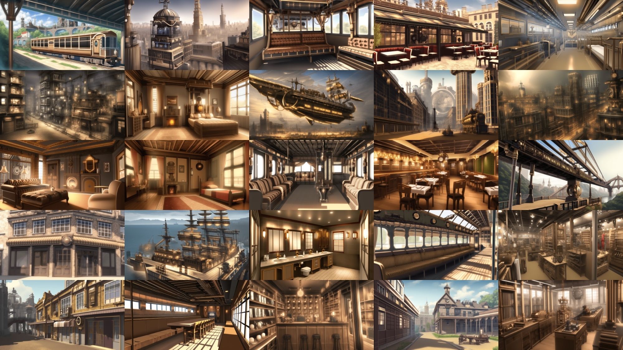 サンプル画像2:【アニメ調のスチームパンク背景】著作権フリーの高解像度画像（100枚）(Game Material Store) [d_266164]