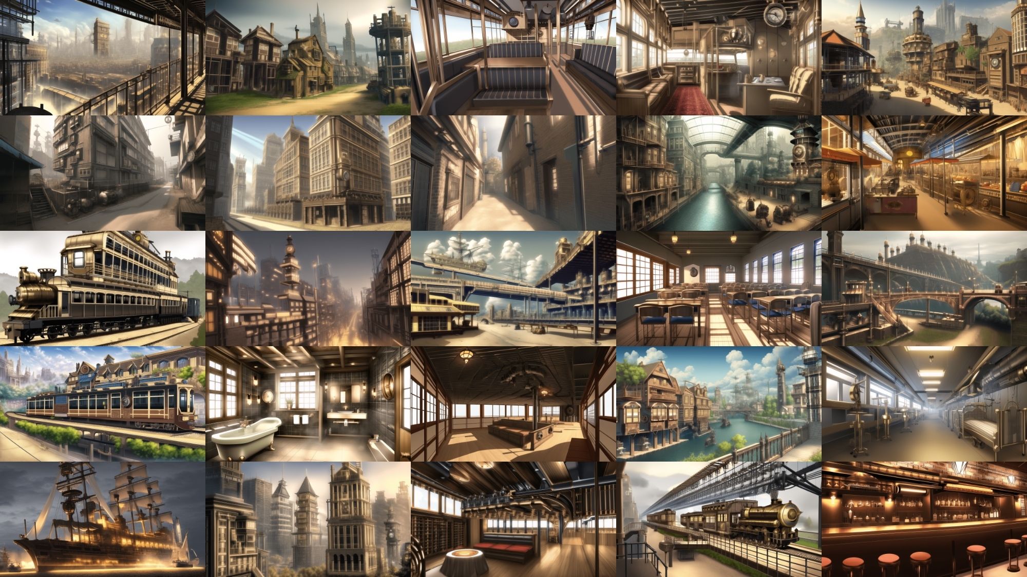 サンプル画像3:【アニメ調のスチームパンク背景】著作権フリーの高解像度画像（100枚）(Game Material Store) [d_266164]