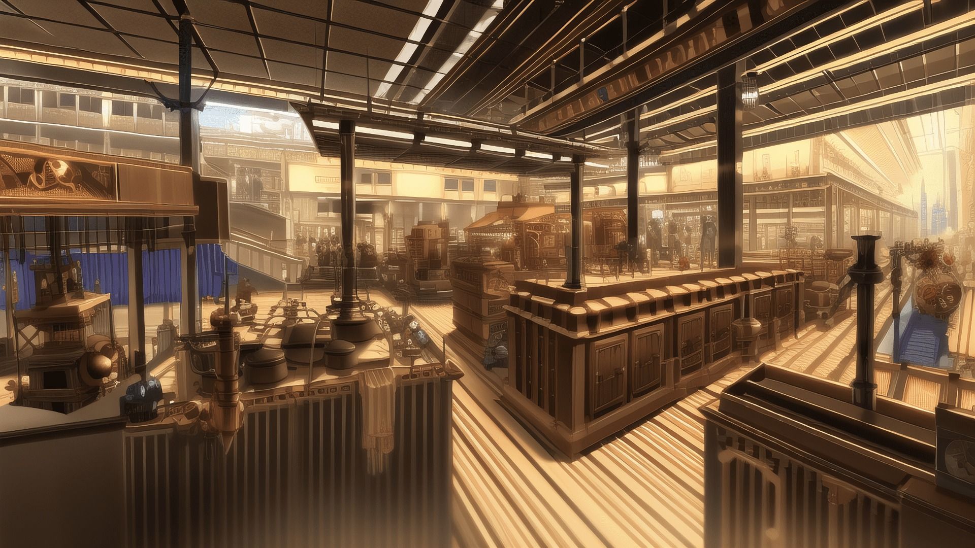 サンプル画像5:【アニメ調のスチームパンク背景】著作権フリーの高解像度画像（100枚）(Game Material Store) [d_266164]