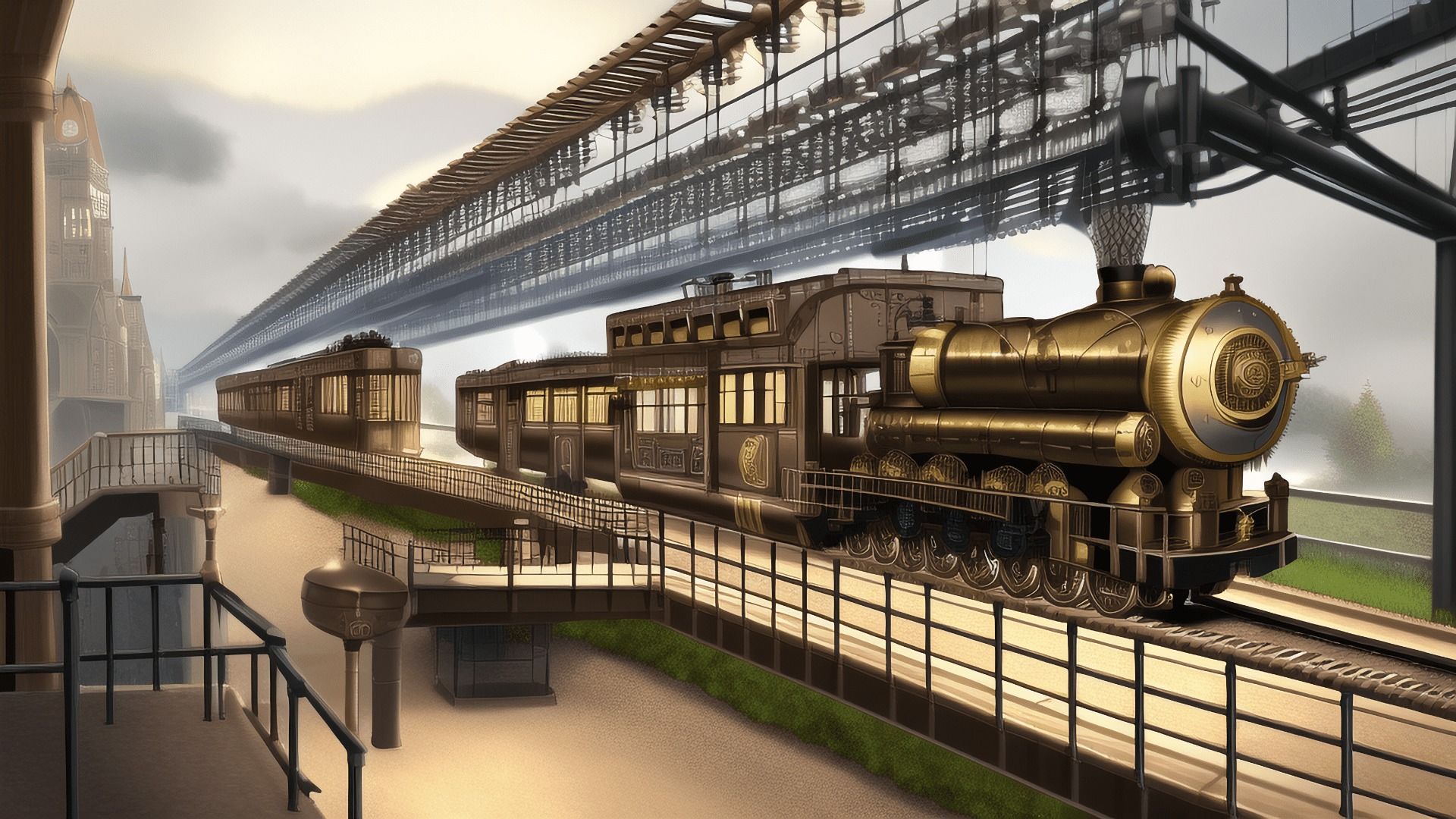 【アニメ調のスチームパンク背景】著作権フリーの高解像度画像(100枚)のサンプル画像 6