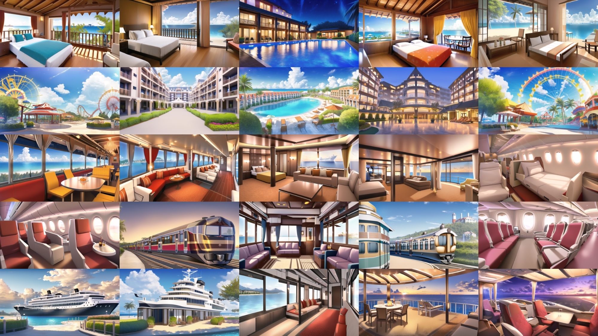 サンプル画像1:【アニメ調のリゾート系背景】著作権フリーの高解像度画像（100枚）(Game Material Store) [d_266305]