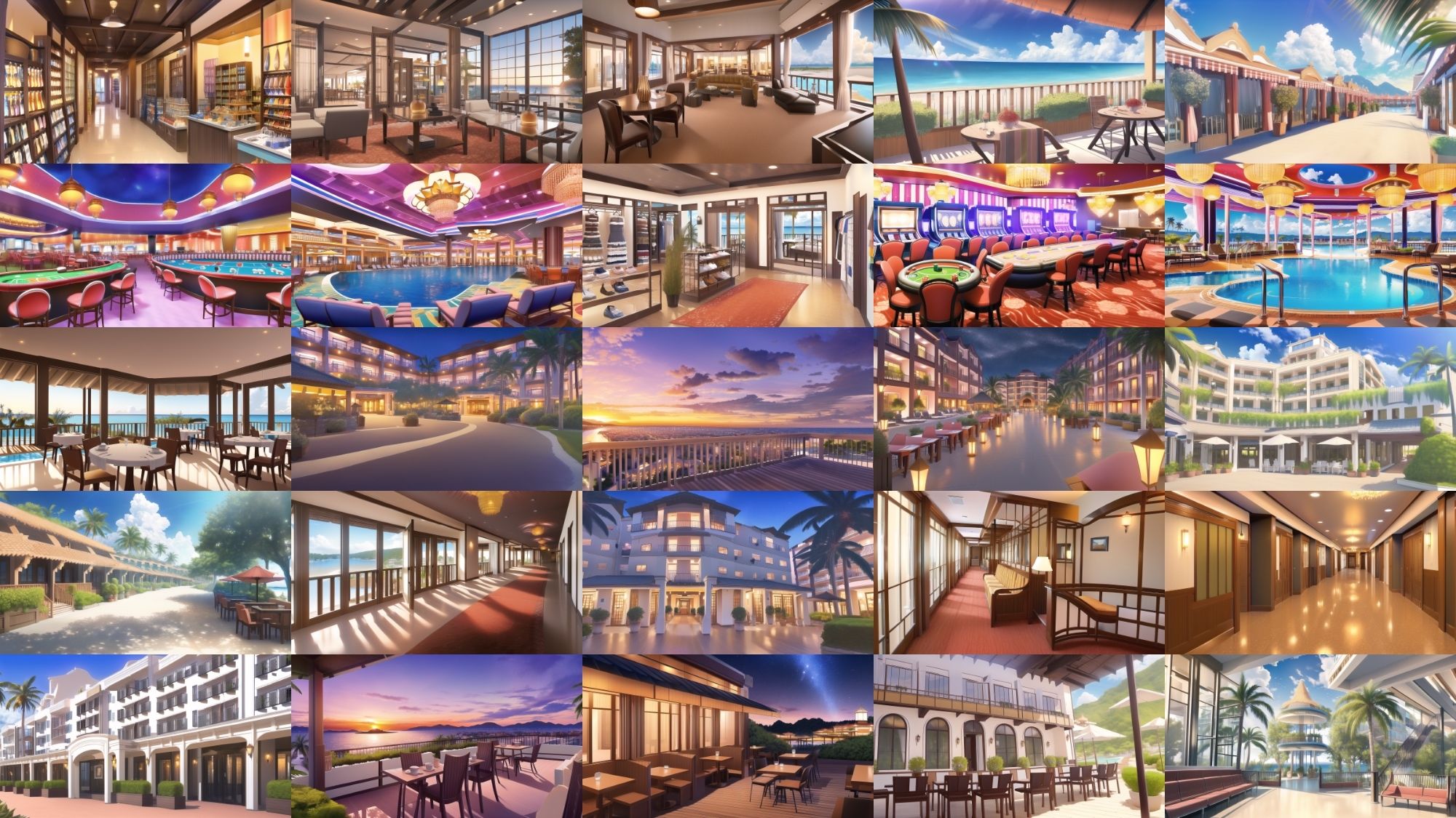 サンプル画像2:【アニメ調のリゾート系背景】著作権フリーの高解像度画像（100枚）(Game Material Store) [d_266305]