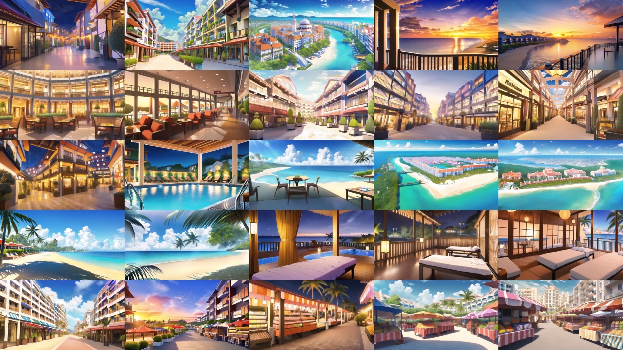 サンプル画像4:【アニメ調のリゾート系背景】著作権フリーの高解像度画像（100枚）(Game Material Store) [d_266305]