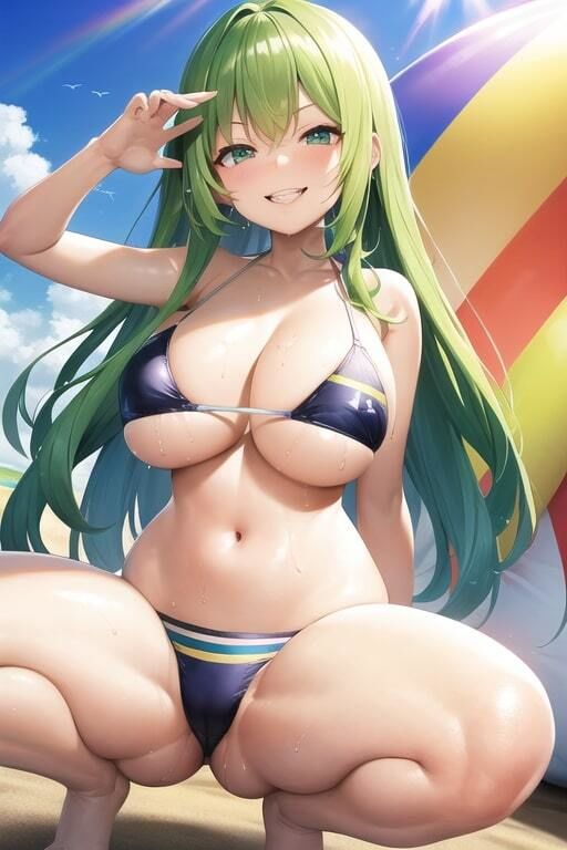 サンプル画像3:水着巨乳娘たちの蹲踞CG集(ケンドリックAI studio) [d_266407]