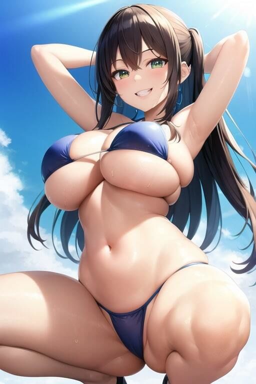 水着巨乳娘たちの蹲踞CG集