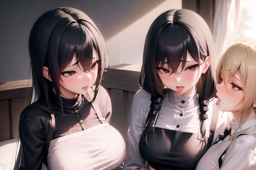 サンプル画像5:あなたのレズハーレム（メイド編）(百合レズ画像AI牡丹) [d_266411]