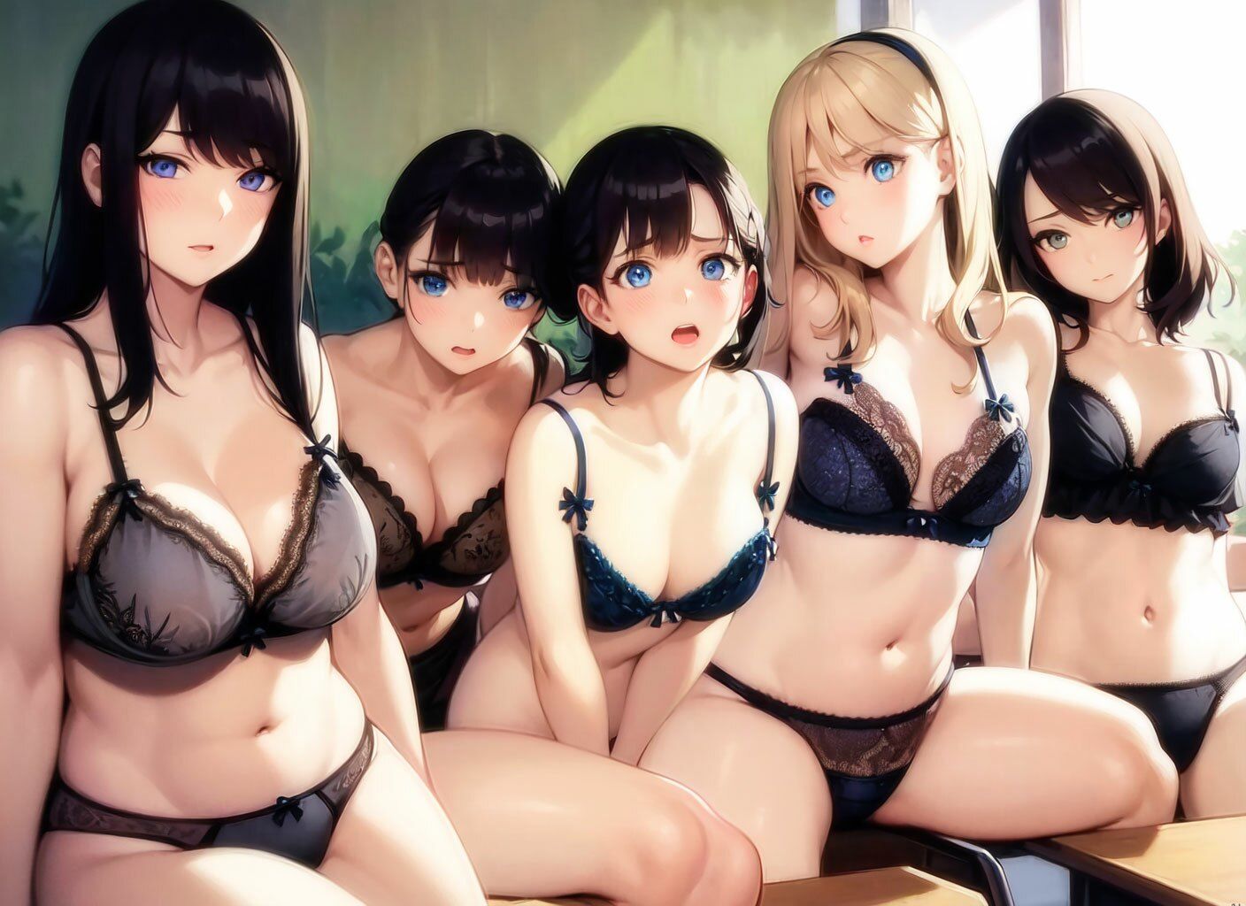 サンプル画像2:〜ハーレムJK抜き打ち下着チェック〜校則違反は制服なし(日替わりさん) [d_266826]