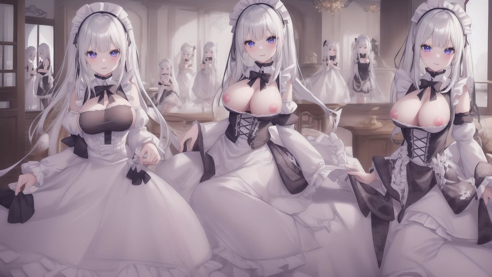 サンプル画像4:フリルの多い美しいメイド イラスト素材集 500枚(AIいらすと屋) [d_266872]