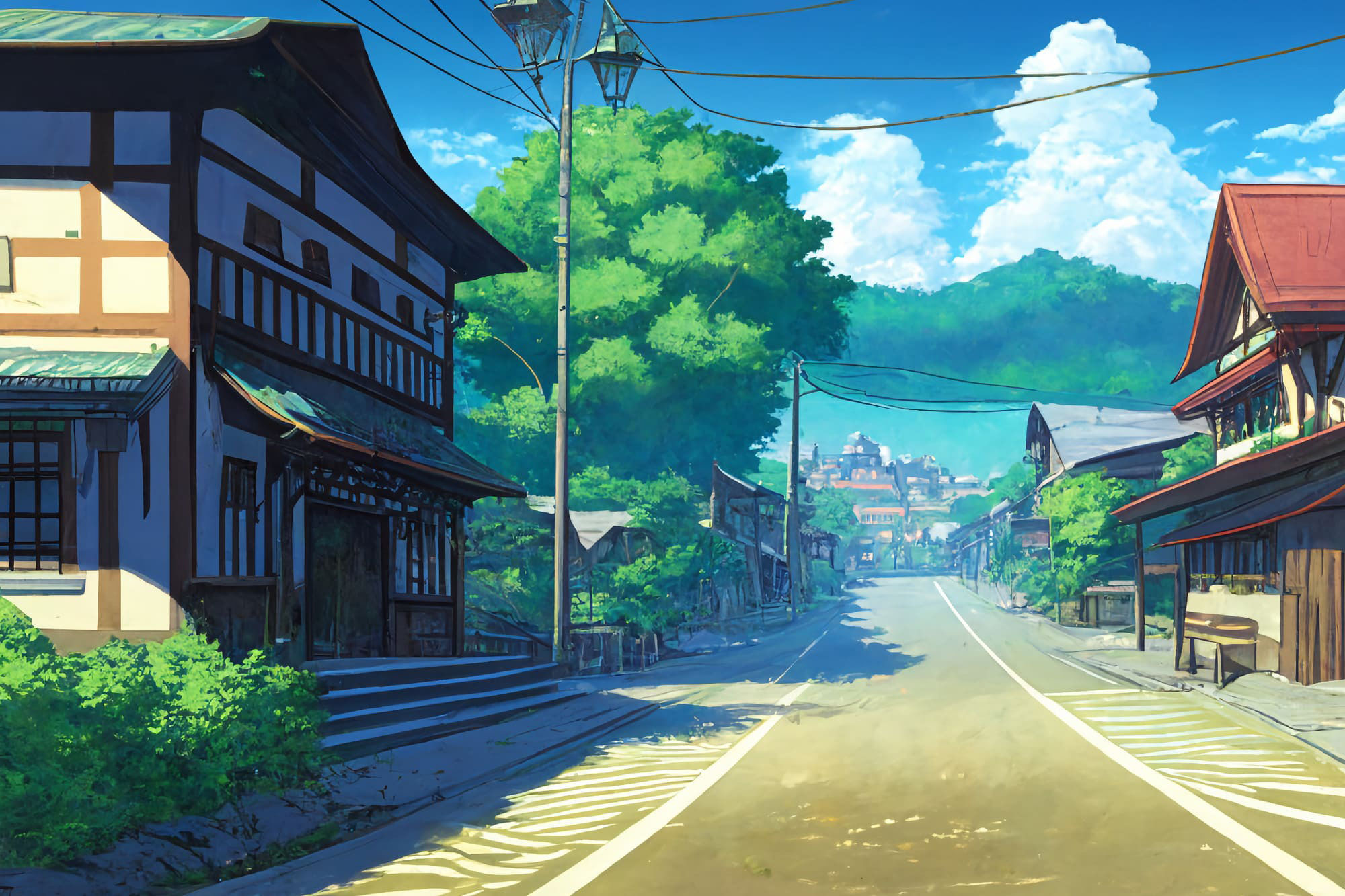 【アニメ映画風の街や施設の背景】著作権フリーの高解像度画像（100枚）のサンプル画像 6