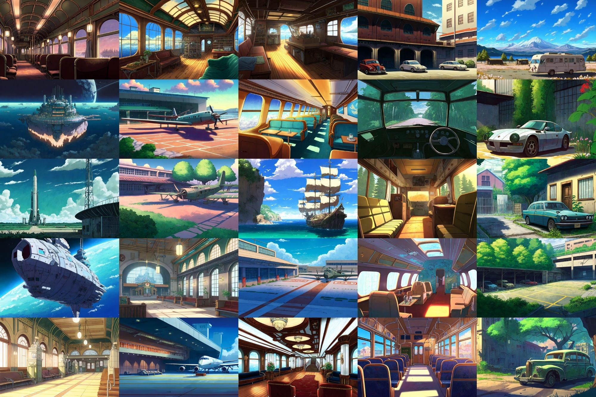 サンプル画像1:【アニメ映画風の乗り物系の背景】著作権フリーの高解像度画像（100枚）(Game Material Store) [d_267385]