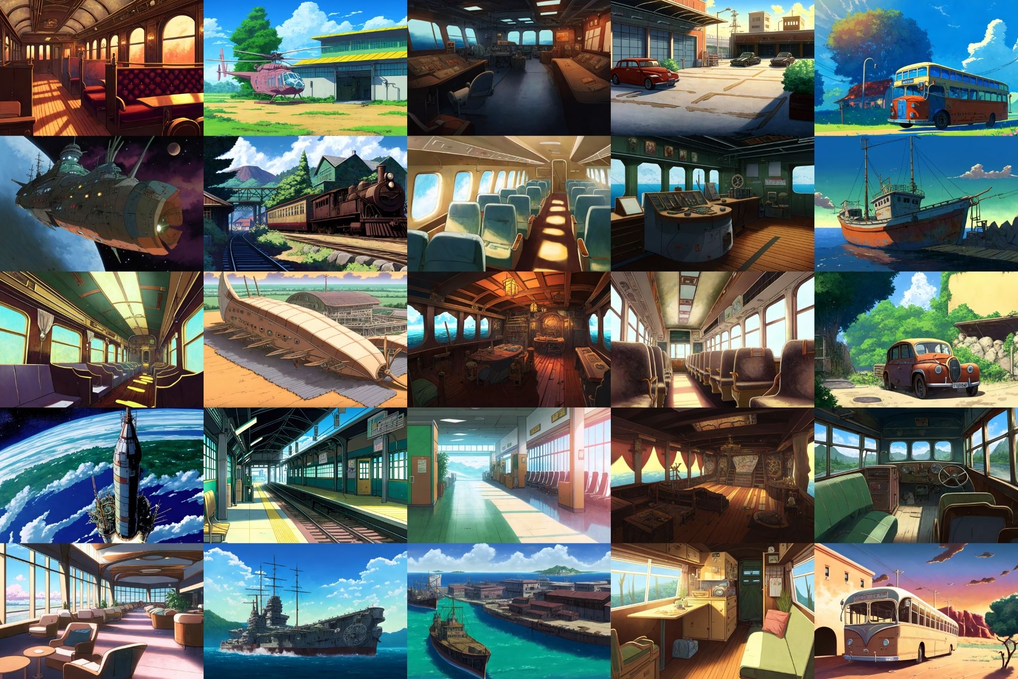 サンプル画像2:【アニメ映画風の乗り物系の背景】著作権フリーの高解像度画像（100枚）(Game Material Store) [d_267385]