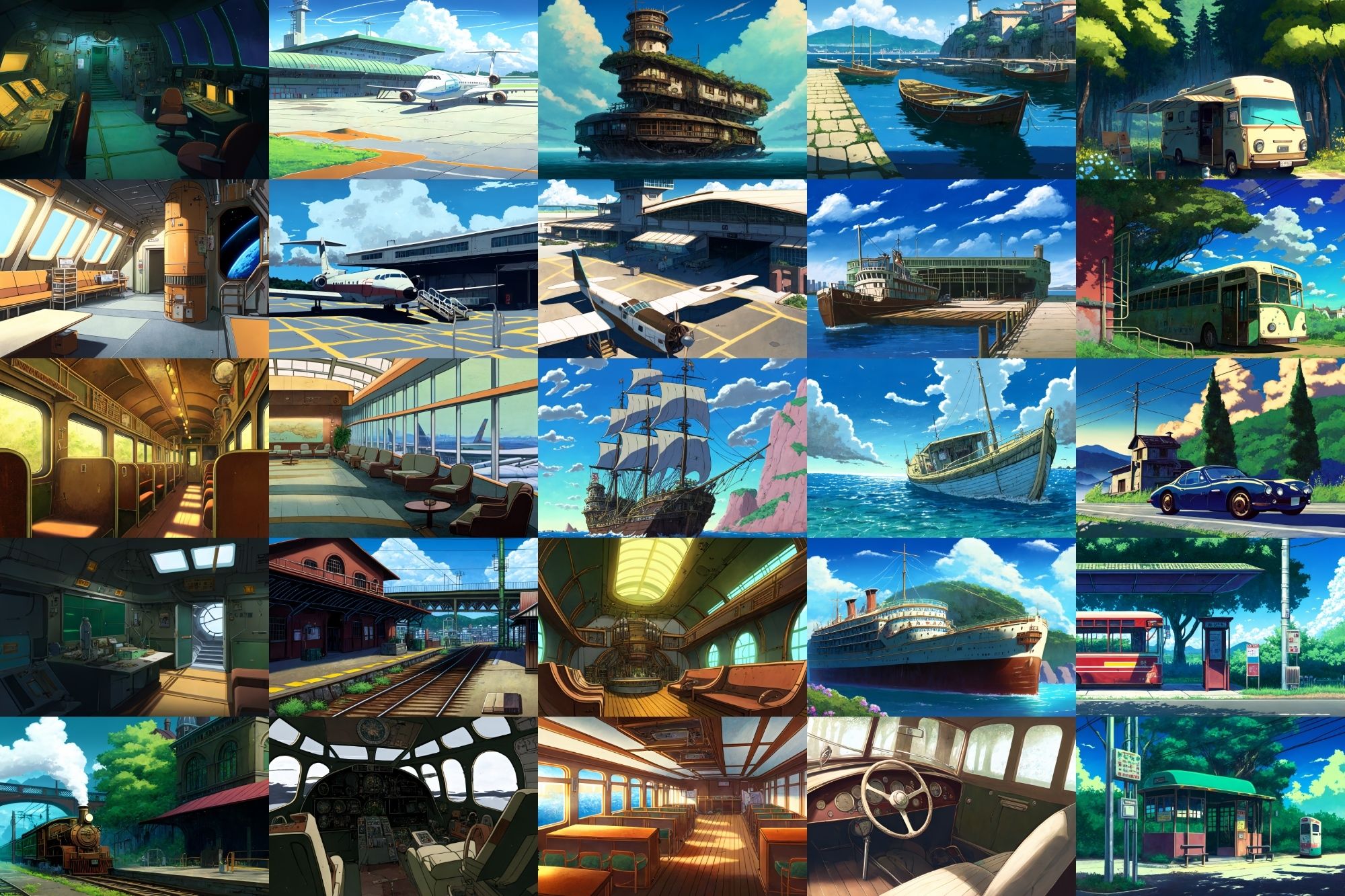 サンプル画像3:【アニメ映画風の乗り物系の背景】著作権フリーの高解像度画像（100枚）(Game Material Store) [d_267385]