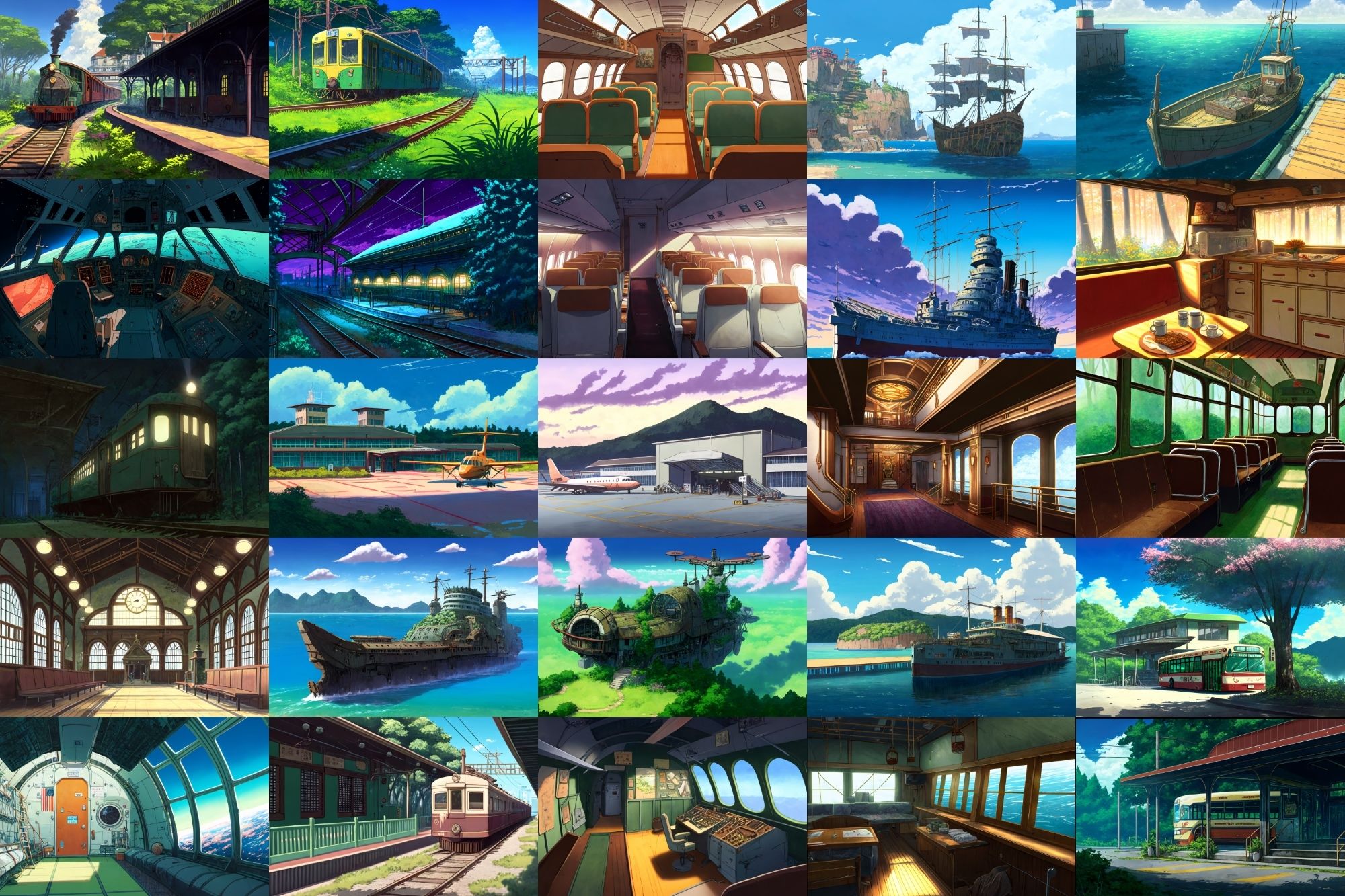 サンプル画像4:【アニメ映画風の乗り物系の背景】著作権フリーの高解像度画像（100枚）(Game Material Store) [d_267385]