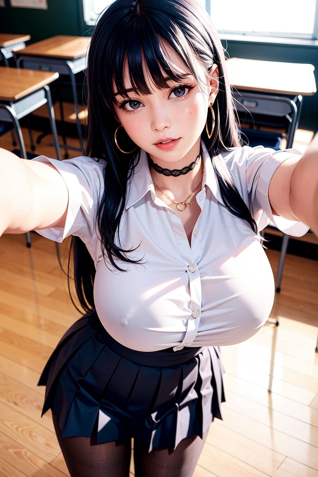 サンプル画像2:黒タイツのエロ制服●●集(AI遊び) [d_267509]