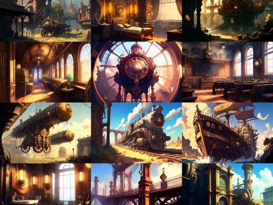 【美麗幻想的スチームパンク背景】著作権フリーの高解像度画像（100枚）