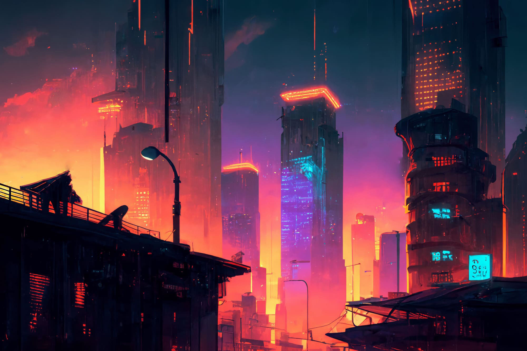 サンプル画像5:【美麗幻想的サイバーパンク背景】著作権フリーの高解像度画像（100枚）(Game Material Store) [d_267564]