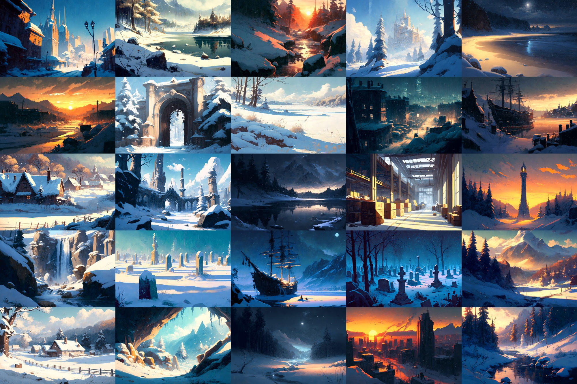 サンプル画像2:【美麗で幻想的な雪国系の背景】著作権フリーの高解像度画像（100枚）(Game Material Store) [d_267651]