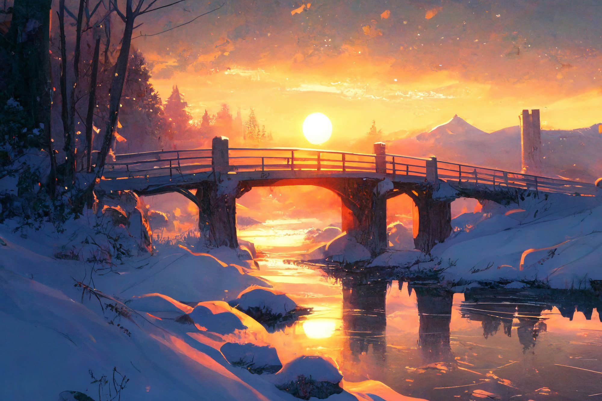 サンプル画像5:【美麗で幻想的な雪国系の背景】著作権フリーの高解像度画像（100枚）(Game Material Store) [d_267651]