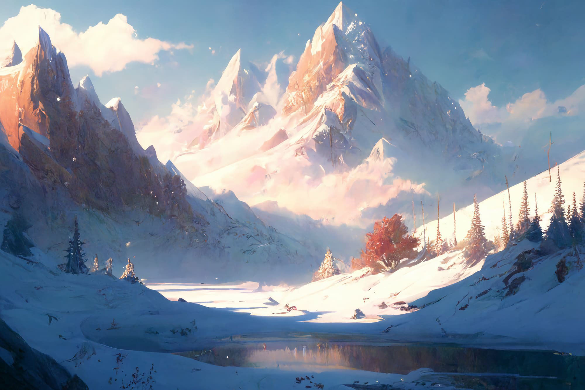 サンプル画像6:【美麗で幻想的な雪国系の背景】著作権フリーの高解像度画像（100枚）(Game Material Store) [d_267651]