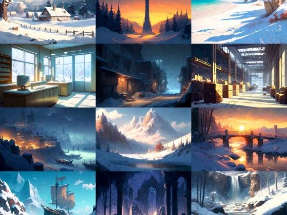 【美麗で幻想的な雪国系の背景】著作権フリーの高解像度画像（100枚）