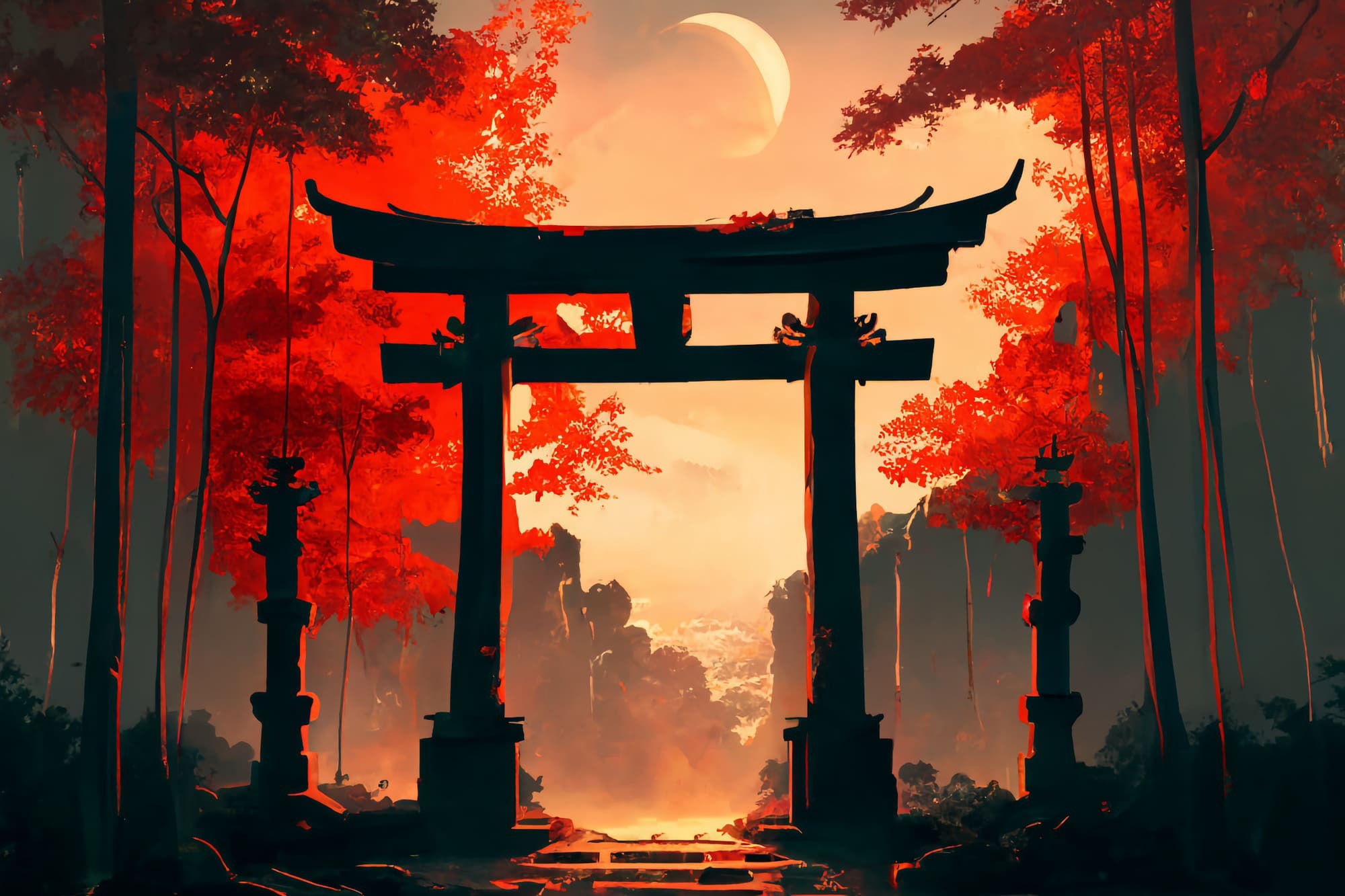 サンプル画像6:【美麗で幻想的な和風系の背景】著作権フリーの高解像度画像（100枚）(Game Material Store) [d_267654]